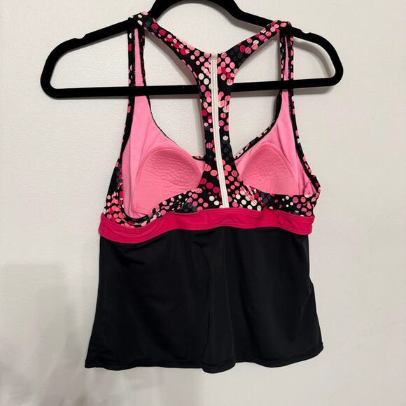 Danskin Now Women’s L Black Pink Dot Tankini Top GUC - Picture 3 of 3